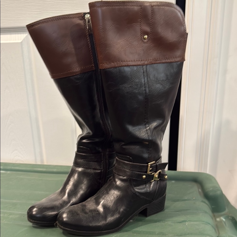 Brown and Black Women's Riding Boots